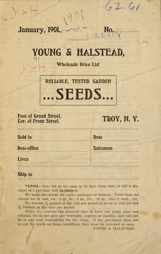 Cover for Young & Halstead wholesale price list