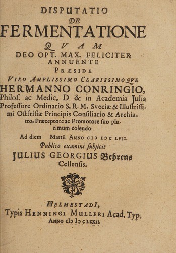 Cover for Disputatio de fermentatione