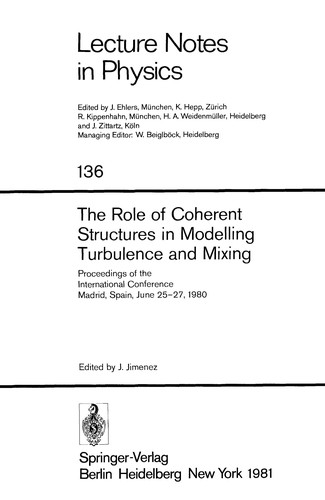 Cover for The Role of coherent structures in modelling turbulence and mixing