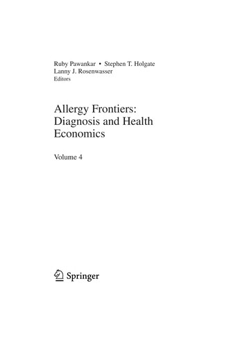 Cover for Allergy Frontiers: Diagnosis and Health Economics