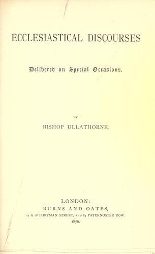 Cover for Ecclesiastical discourses delivered on special occasions.