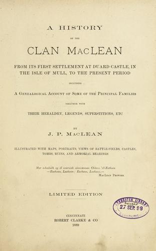 Cover for A history of the Clan MacLean