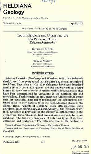 Cover for Tooth histology and ultrastructure of a Paleozoic shark, Edestus heinrichii