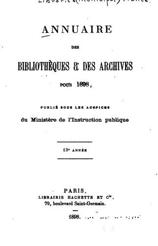 Cover for Annuaire des bibliothèques et des archives