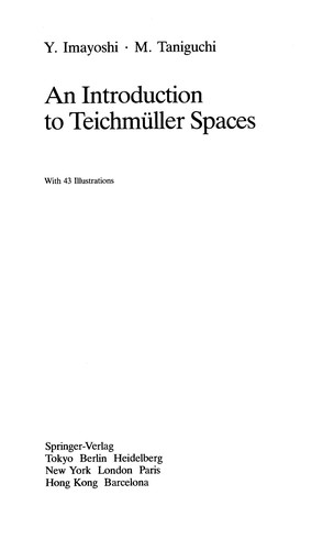 Cover for An introduction to Teichmüller spaces