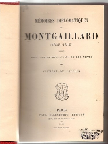 Cover for Mémoires diplomatiques de Montgaillard (1805-1819)  Publiés avec une introd. et des notes par Clément de Lacroix.