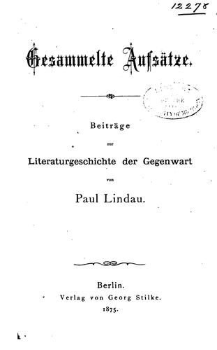 Cover for Gesammelte Aufsätze: Beitrage zur Literaturgeschichte der Gegenwort