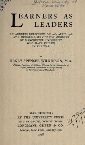 Cover for Learners as leaders