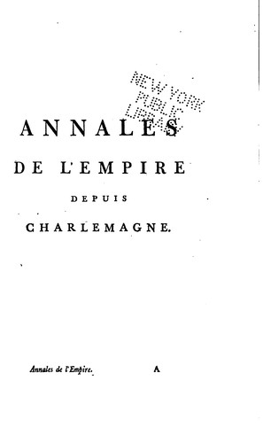 Cover for [Annales de l'Empire depuis Charlemagne]