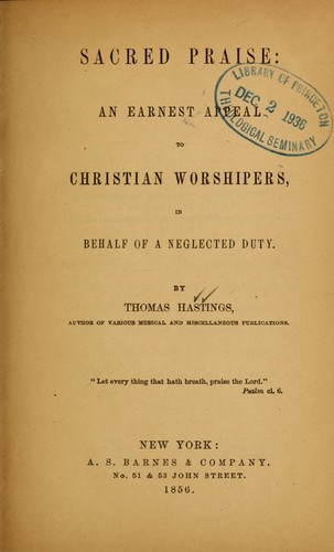 Cover for Sacred praise