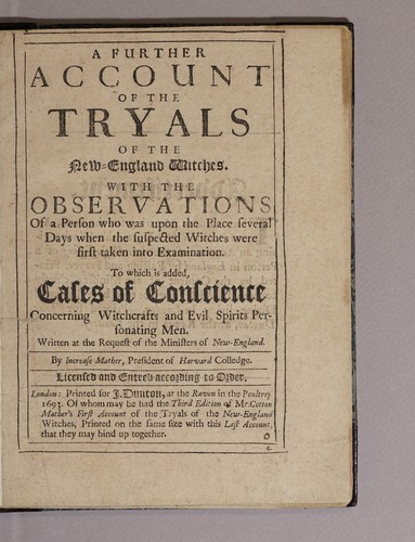 Cover for A further account of the tryals of the New-England witches