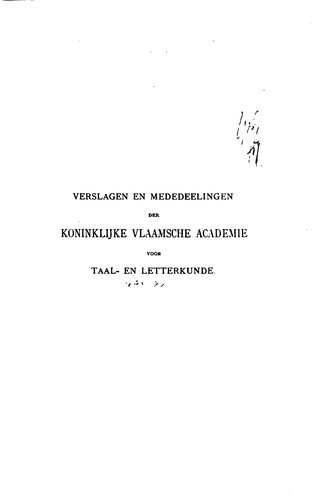 Cover for Verslagen en mededelingen van de Koninklijke Vlaamse Academie voor Taal- en ...
