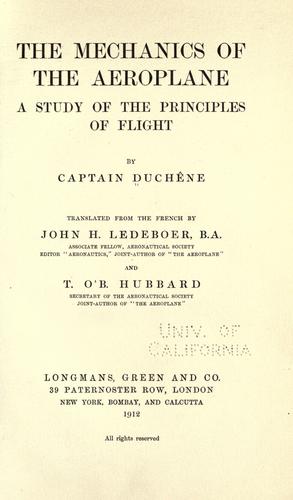 Cover for The mechanics of the aeroplane