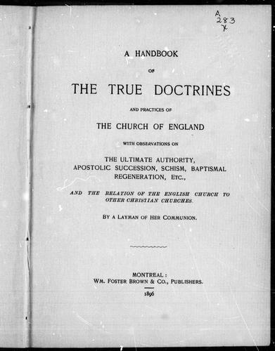 Cover for A handbook of the true doctrines and practices of the Church of England