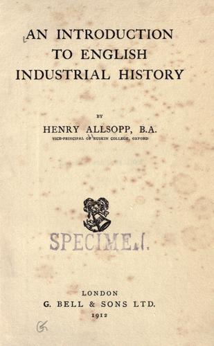Cover for An introduction to English industrial history