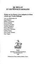 Cover for Du Bellay et ses sonnets romains : études sur les Regrets et les Antiquitez de Rome