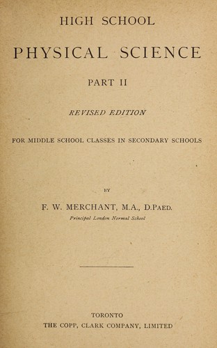 Cover for High school physical science