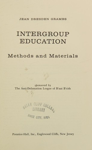 Cover for Intergroup education