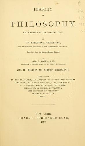 Cover for history of philosophy from Thales to the present time
