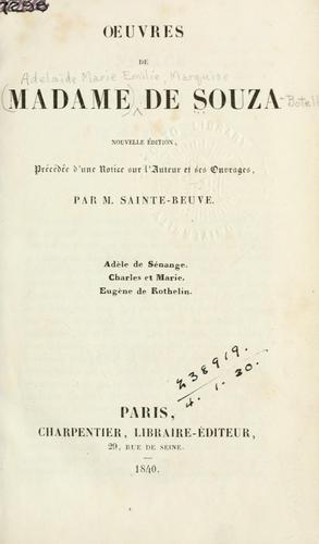 Cover for Oeuvres de Madame de Souza.