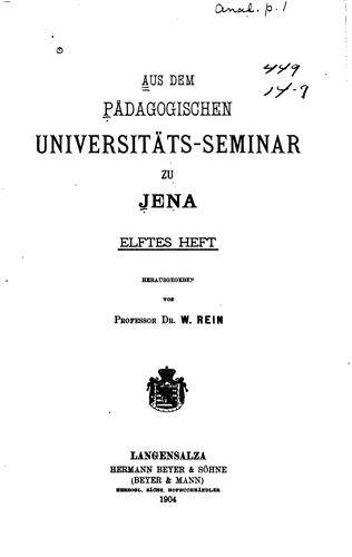 Cover for Aus dem pädagogischen Universitäts-seminar zu Jena...