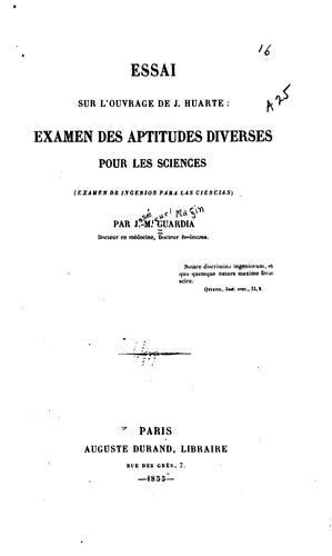Cover for Essai sur l'ouvrage de J. Huarte