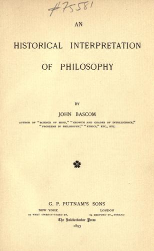 Cover for An historical interpretation of philosophy.