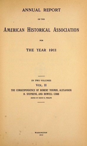 Cover for Annual report of the American Historical Association for the year 1911