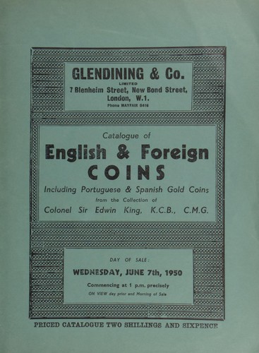 Cover for Catalogue of English & foreign coins, including Portuguese and Spanish gold coins from the collection of Colonel Sir Edwin King, K.C.B., C.M.G. ...