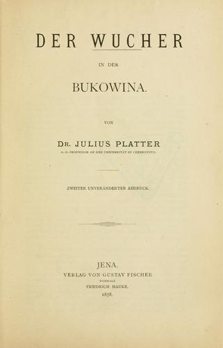 Cover for Der Wucher in der Bukowina