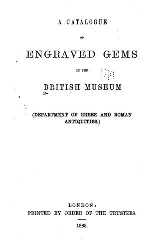 Cover for A catalogue of engraved gems inthe British museum (Department of Greek and Roman antiquities.).