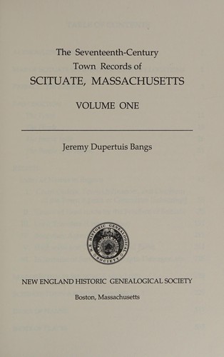 Cover for The seventeenth-century town records of Scituate, Massachusetts