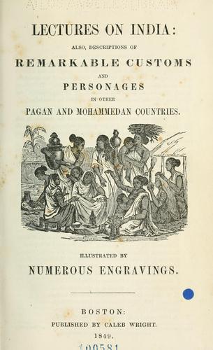 Cover for Lectures on India