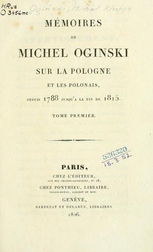 Cover for Mémoires de Michel Oginski sur la Pologne et les Polonais