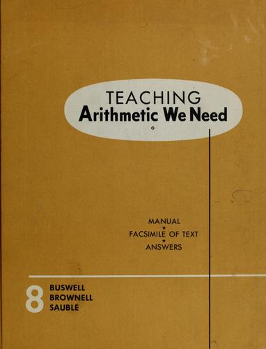 Cover for Teaching Arithmetic we need
