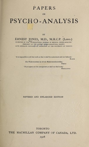 Cover for Papers on psycho-analysis