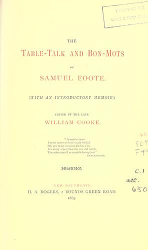 Cover for The table-talk and bon-mots of Samuel Foote.