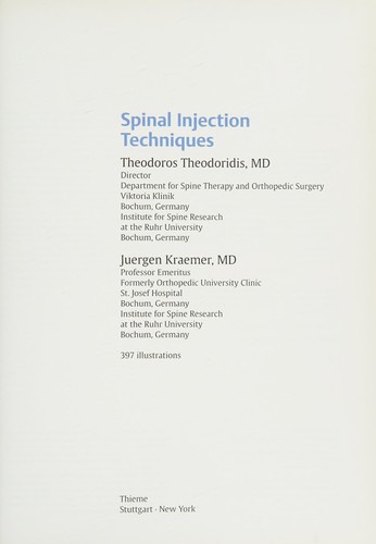 Cover for Spinal injection techniques