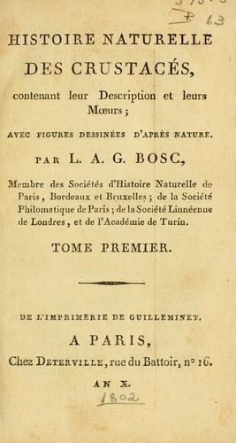 Cover for Histoire naturalle des crustac©Øes