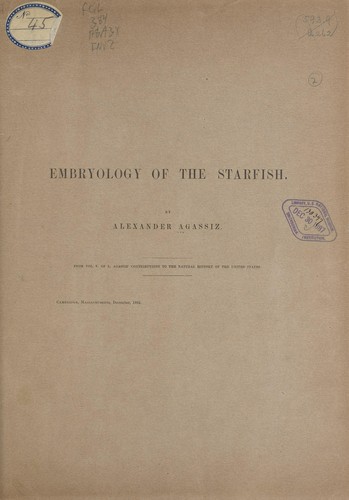 Cover for Embryology of the starfish.