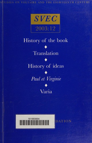 Cover for History of the book. Translation. History of ideas. Paul et Virginie. Varia.