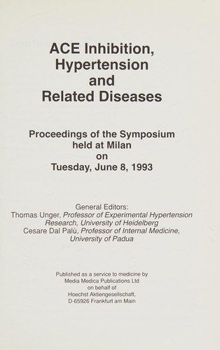 Cover for ACE Inhibition, Hypertension and Related Diseases