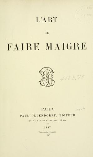 Cover for L' Art de faire maigre.