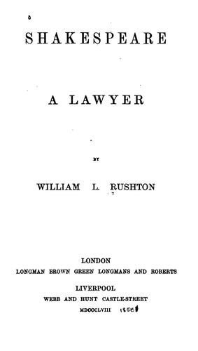 Cover for Shakespeare a lawyer