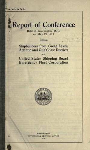 Cover for Report of conference held at Washington, D.C., on May 19, 1919