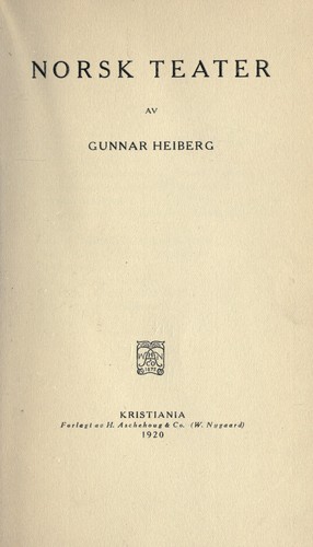 Cover for Norsk teater