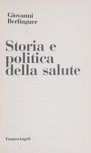 Cover for Storia e politica della salute