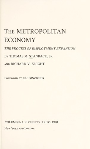 Cover for The metropolitan economy