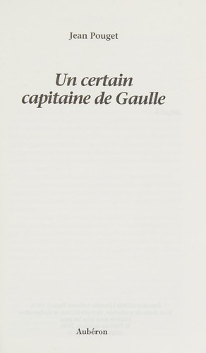 Cover for Un certain capitaine De Gaulle