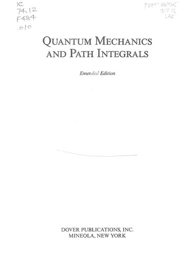 Cover for Quantum mechanics and path integrals